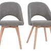 Top ventes Chaises Scandinaves En Tissu Effet Velours Texturé Gris Et Bois Clair Massif (lot De 2) COSETTE 29