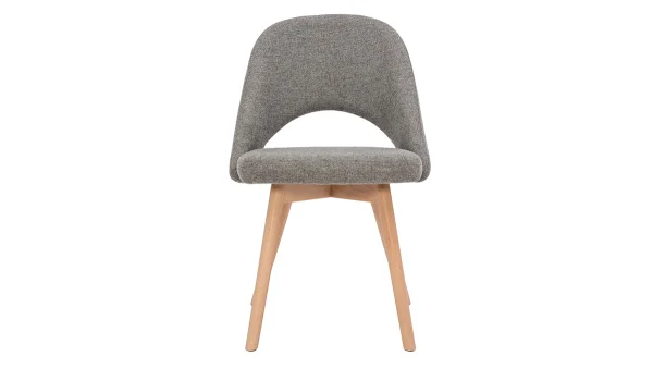 Chaises Scandinaves En Tissu Effet Velours Texturé Gris Et Bois Clair Massif (lot De 2) COSETTE 3