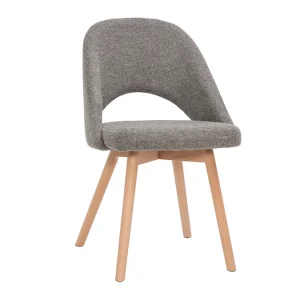 Top ventes Chaises Scandinaves En Tissu Effet Velours Texturé Gris Et Bois Clair Massif (lot De 2) COSETTE 15