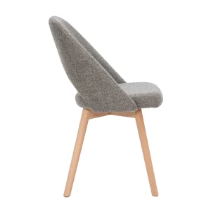 Top ventes Chaises Scandinaves En Tissu Effet Velours Texturé Gris Et Bois Clair Massif (lot De 2) COSETTE 17