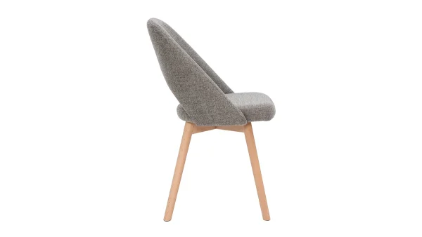 Chaises Scandinaves En Tissu Effet Velours Texturé Gris Et Bois Clair Massif (lot De 2) COSETTE 5