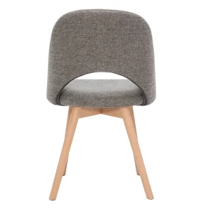 Chaises Scandinaves En Tissu Effet Velours Texturé Gris Et Bois Clair Massif (lot De 2) COSETTE 19