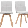 Chaises Scandinaves En Tissu Gris Clair Et Bois Clair Massif (lot De 2) THEA 32