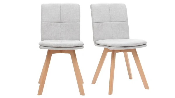 Chaises Scandinaves En Tissu Gris Clair Et Bois Clair Massif (lot De 2) THEA 1