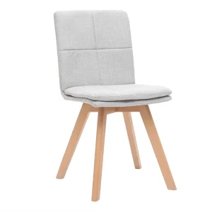 Chaises Scandinaves En Tissu Gris Clair Et Bois Clair Massif (lot De 2) THEA 14