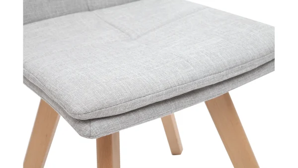 Chaises Scandinaves En Tissu Gris Clair Et Bois Clair Massif (lot De 2) THEA 7