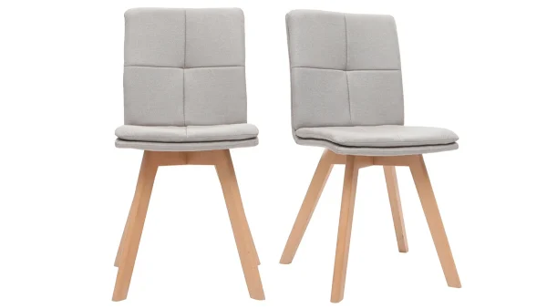 Chaises Scandinaves En Tissu Naturel Et Bois Clair Massif (lot De 2) THEA 1