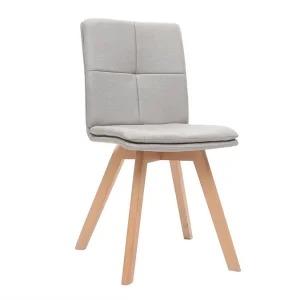 Chaises Scandinaves En Tissu Naturel Et Bois Clair Massif (lot De 2) THEA 15