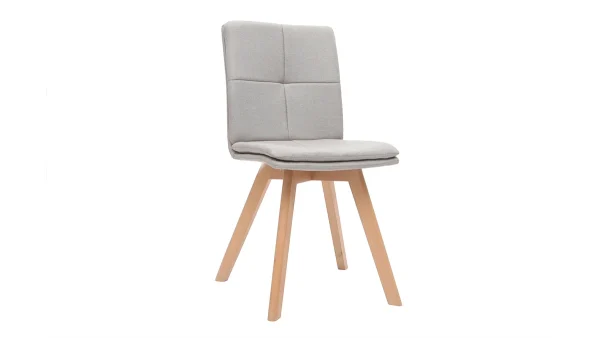 Chaises Scandinaves En Tissu Naturel Et Bois Clair Massif (lot De 2) THEA 4