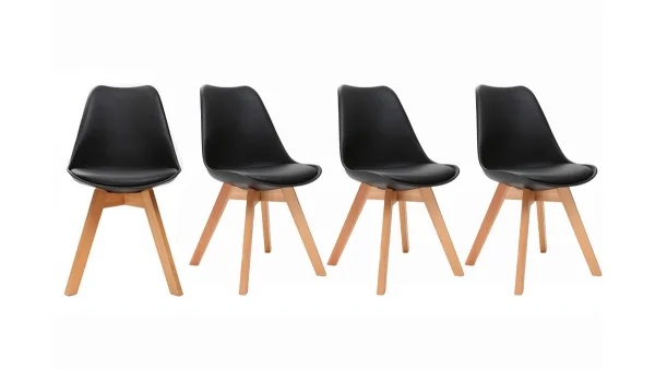 Chaises Scandinaves Noir Et Bois Clair (lot De 4) PAULINE 1