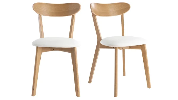 meilleur service Chaises Vintage Bois Clair Chêne Et Blanc (lot De 2) DOVE 1