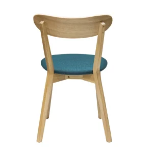 Chaises Vintage Bois Clair Chêne Et Tissu Bleu Paon (lot De 2) DOVE design à la mode 18