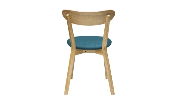 Chaises Vintage Bois Clair Chêne Et Tissu Bleu Paon (lot De 2) DOVE 6