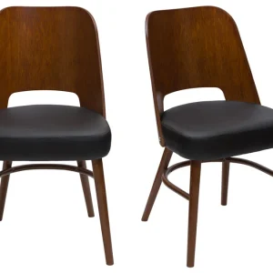 Chaises Vintage Bois Foncé Et Assises Noires (lot De 2) EDITO 15