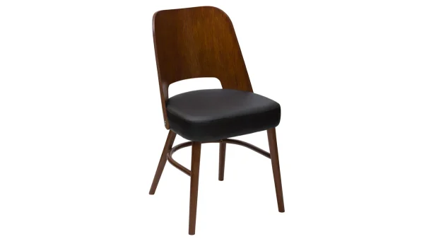 destockage Chaises Vintage Bois Foncé Et Assises Noires (lot De 2) EDITO 4