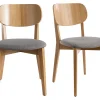 Chaises Vintage En Bois Chêne Clair Et Assise En Tissu Gris Clair (lot De 2) LUCIA 28