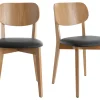 Chaises Vintage En Bois Clair Chêne Et Assise Noire (lot De 2) LUCIA 31