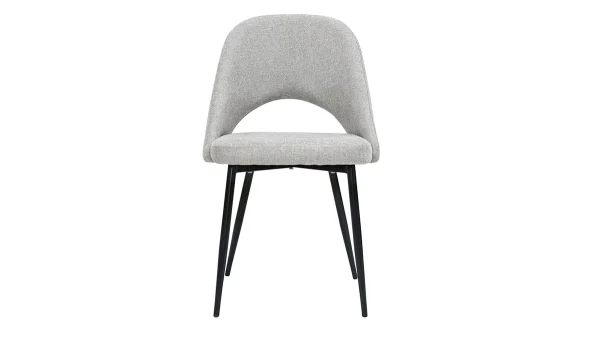 Chaises Vintage En Tissu Effet Velours Texturé Gris Et Métal Noir (lot De 2) COSETTE 3