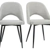 Chaises Vintage En Tissu Effet Velours Texturé Gris Et Métal Noir (lot De 2) COSETTE 29