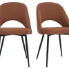 Chaises Vintage En Tissu Effet Velours Texturé Terre Brûlée Et Métal Noir (lot De 2) COSETTE 28