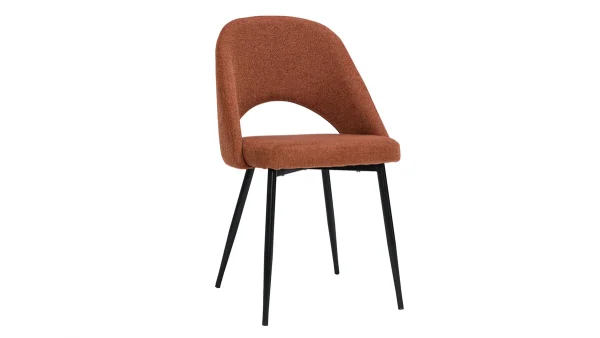 Chaises Vintage En Tissu Effet Velours Texturé Terre Brûlée Et Métal Noir (lot De 2) COSETTE marque pas cher en ligne 4