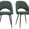 Chaises Vintage En Tissu Effet Velours Texturé Vert Et Métal Noir (lot De 2) COSETTE 31