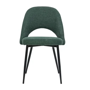 Chaises Vintage En Tissu Effet Velours Texturé Vert Et Métal Noir (lot De 2) COSETTE 13