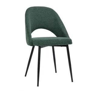 Chaises Vintage En Tissu Effet Velours Texturé Vert Et Métal Noir (lot De 2) COSETTE 15