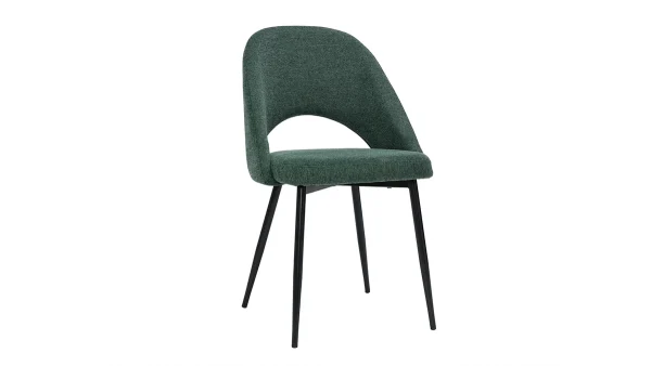 Chaises Vintage En Tissu Effet Velours Texturé Vert Et Métal Noir (lot De 2) COSETTE 4