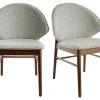 Chaises Vintage En Tissu Gris Clair Et Bois Foncé (lot De 2) SPIKE 29