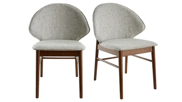 Chaises Vintage En Tissu Gris Clair Et Bois Foncé (lot De 2) SPIKE 1