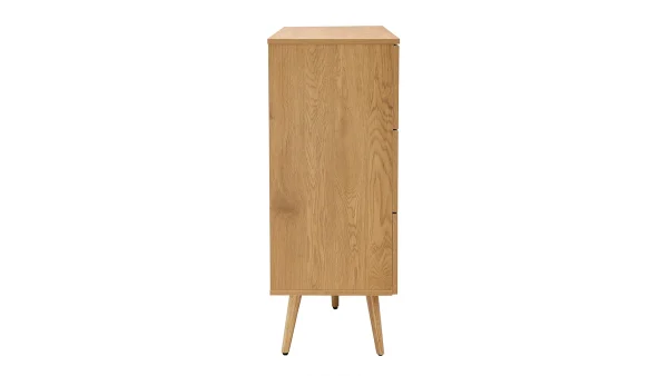 magasin Commode En Bois Clair, Cannage De Rotin Et Métal Noir 3 Tiroirs L100 Cm MANILLE 4