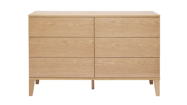 Commode En Bois Clair Chêne 6 Tiroirs L120 Cm FREDDY qualité supérieure 1