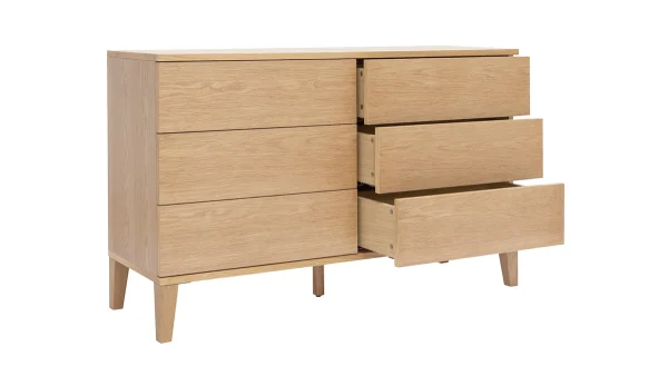 Commode En Bois Clair Chêne 6 Tiroirs L120 Cm FREDDY qualité supérieure 3