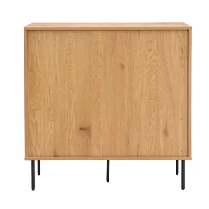 Commode Finition Bois Clair Chêne Et Pieds Métal Noir 3 Tiroirs L100 Cm PERNELLE 16