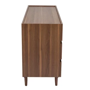 Commode Finition Bois Foncé Noyer 6 Tiroirs L120 Cm SANAA 16