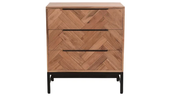 Satisfait ou Remboursé Commode Industrielle 3 Tiroirs En Bois Massif Et Métal Noir L70 Cm STICK 1