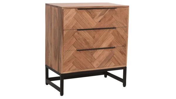 Satisfait ou Remboursé Commode Industrielle 3 Tiroirs En Bois Massif Et Métal Noir L70 Cm STICK 3