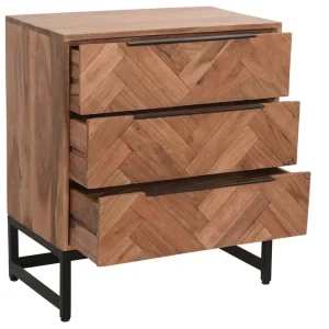 Satisfait ou Remboursé Commode Industrielle 3 Tiroirs En Bois Massif Et Métal Noir L70 Cm STICK 13