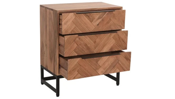 Satisfait ou Remboursé Commode Industrielle 3 Tiroirs En Bois Massif Et Métal Noir L70 Cm STICK 4