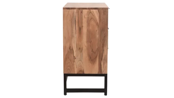 Commode Industrielle 3 Tiroirs En Bois Massif Et Métal Noir L70 Cm STICK 5