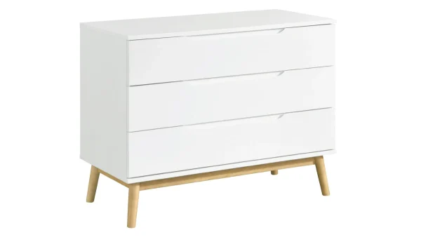 Commode Scandinave 3 Tiroirs Blanc Et Bois L90 Cm FELIX 3