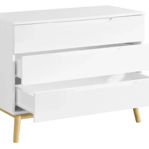 Commode Scandinave 3 Tiroirs Blanc Et Bois L90 Cm FELIX magasin paris 17