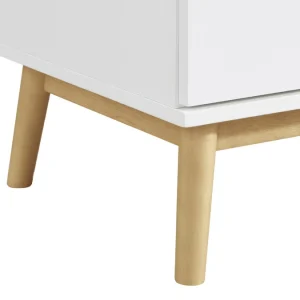 Commode Scandinave 3 Tiroirs Blanc Et Bois L90 Cm FELIX 19