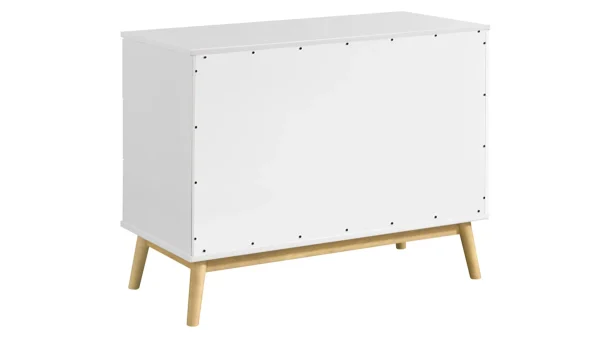 Commode Scandinave 3 Tiroirs Blanc Et Bois L90 Cm FELIX 5