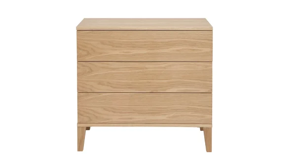 Commode Scandinave En Bois Clair Chêne 3 Tiroirs L80 Cm FREDDY 1