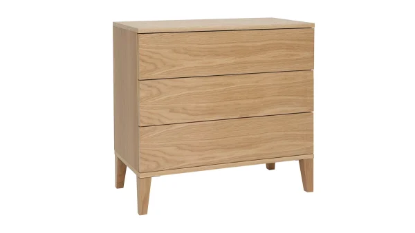 Commode Scandinave En Bois Clair Chêne 3 Tiroirs L80 Cm FREDDY pas cher en vente 3