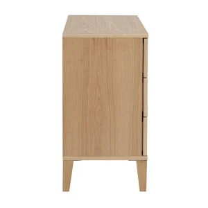 Commode Scandinave En Bois Clair Chêne 3 Tiroirs L80 Cm FREDDY pas cher en vente 16