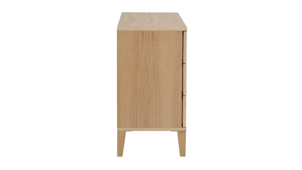 Commode Scandinave En Bois Clair Chêne 3 Tiroirs L80 Cm FREDDY pas cher en vente 5