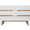 Commode Scandinave Finition Blanc Brillant Laqué 6 Tiroirs L160 Cm MELKA 25